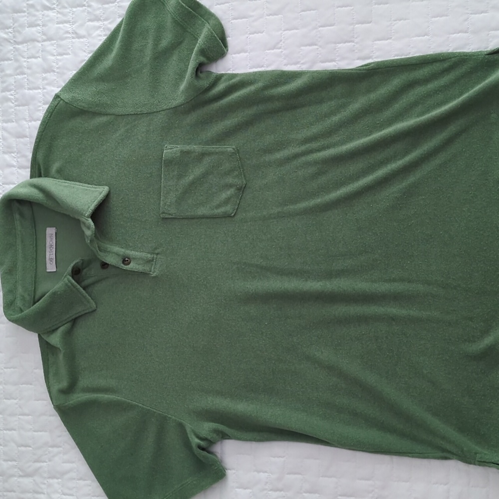 Outerknown men's terry polo shirt ss green size Large